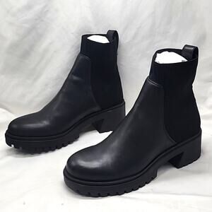 🚨NEW🚨STEVE MADDEN🚨 HOLLEY BLACK ANKLE CHUNKY CHELSEA BOOT LADIES 12 NWOB